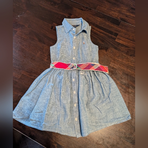 Polo Ralph Lauren Other - Polo Ralph Lauren Girls' Belted Chambray Shirt Dress - Size 4